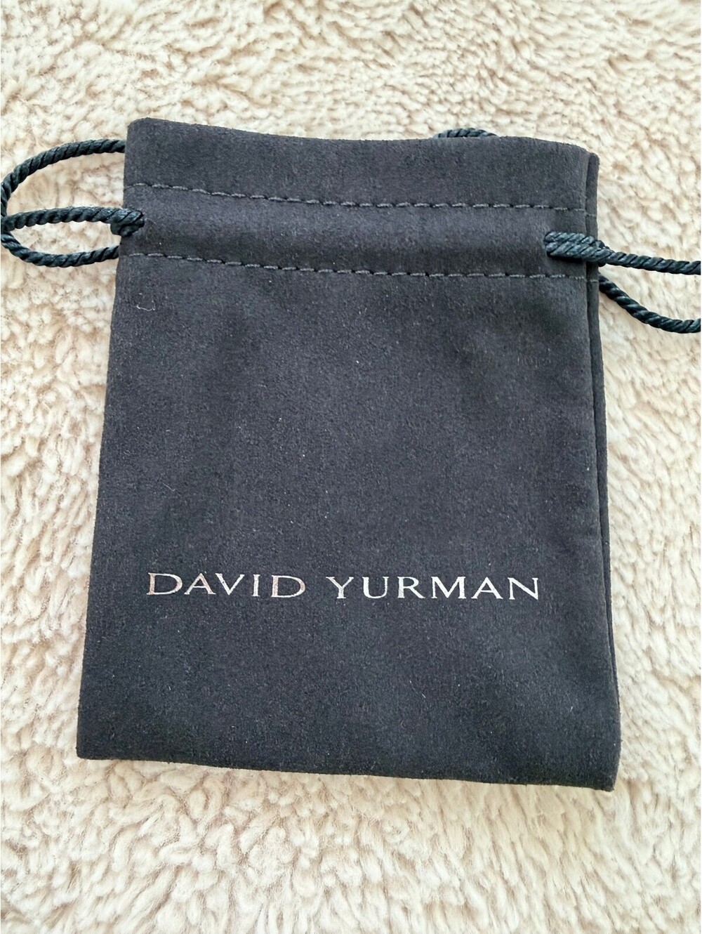 David Yurman Black Drawstring Jewelry Pouch Dust Bag Silver Logo